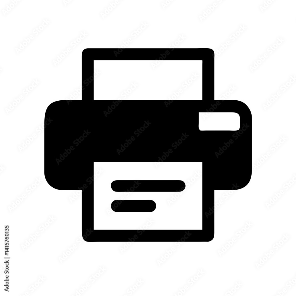 A bold black icon of a printer, symbolizing office equipment, printing, and document management. A bold black icon of a printer, symbolizing office equipment, printing, and document management.