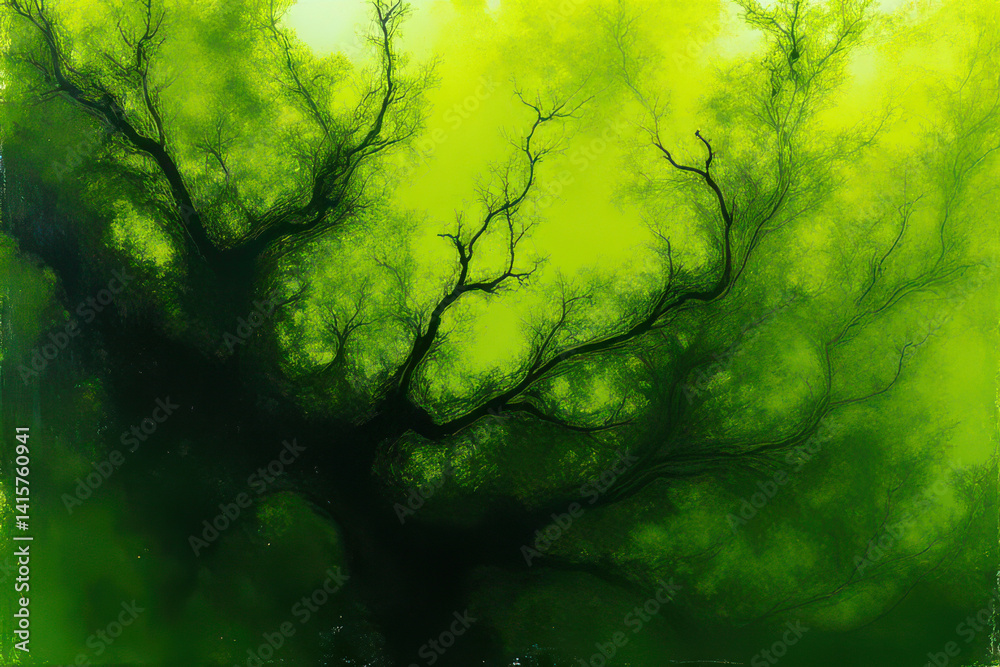 Fototapeta premium Mesmerizing Ink in Water: Swirling Olive & Chartreuse Patterns in Experimental Photography