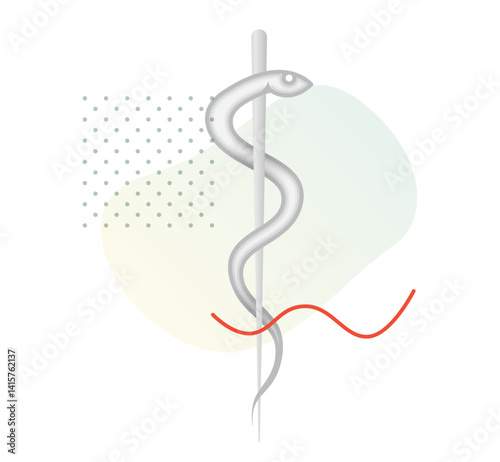 Snake Around Pole - Rod of Asclepius - Symbol  - Stock Icon