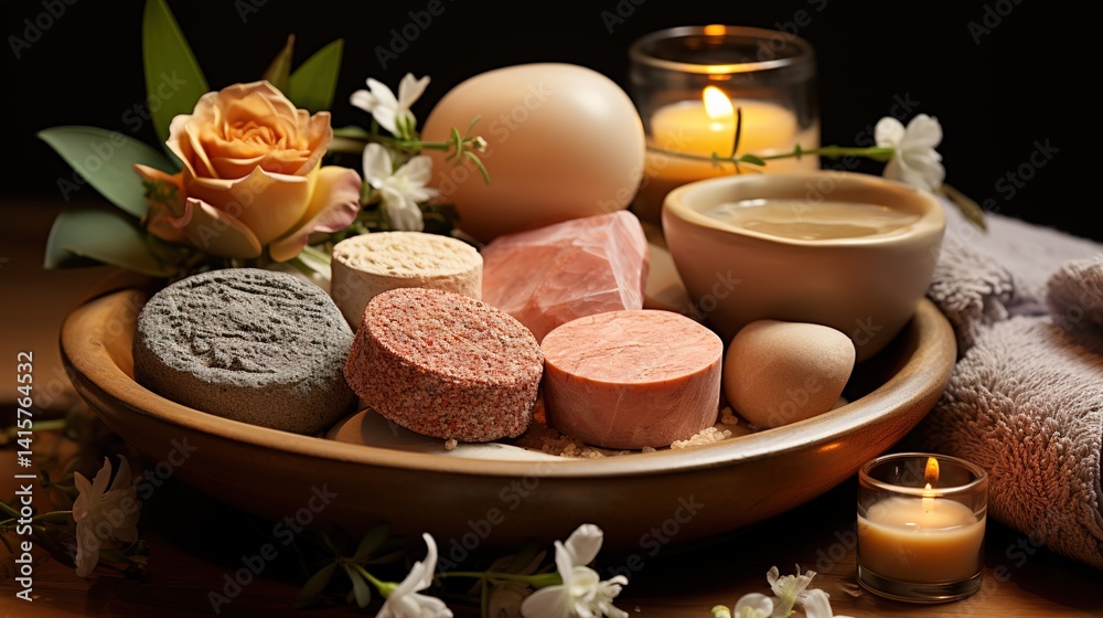 Fototapeta premium Still life of spa soaps and candles