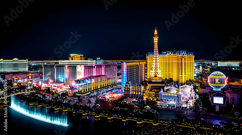 Obraz na płótnie Night View Of Las Vegas Strip With Illuminated Buildings w salonie