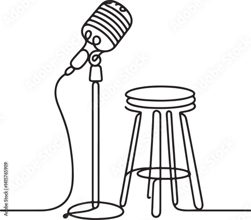 Mic Stand and Stool Line Drawing
