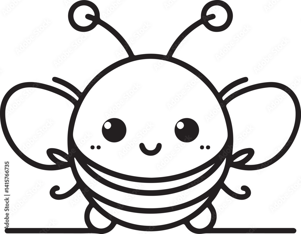 Obraz premium Bee Logo Line Art Minimalist