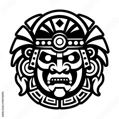 A glyph style icon of chaac god tattoo