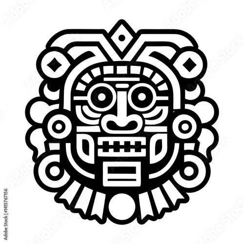 A solid style icon of aztec ancestor tattoo