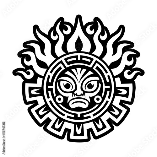 A glyph style icon of fire god tattoo