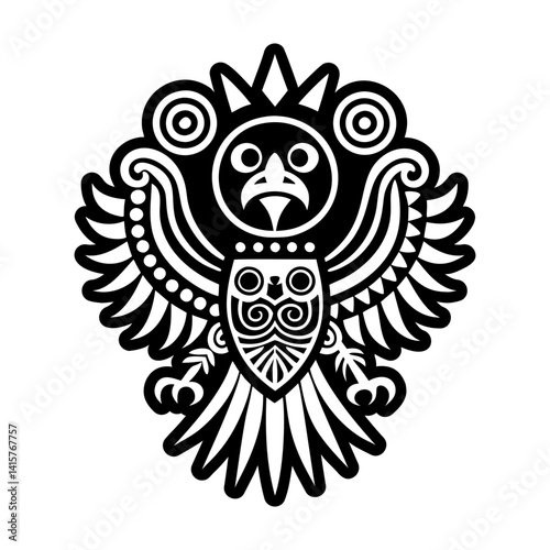 A solid style icon of quetzal bird symbol