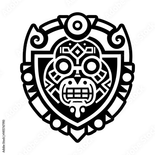 A solid style icon of aztec shield tattoo