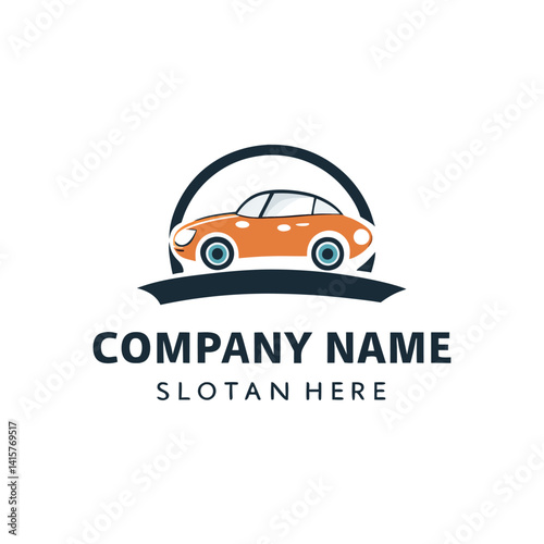 Orange car logo with a dark navy arch