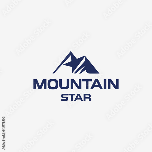 Mountain logo design combination with star template illustration