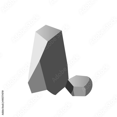 Obraz na płótnie Big rock stone game flat icon. Solid iron ore symbol, one grey granite, single concrete stone w salonie