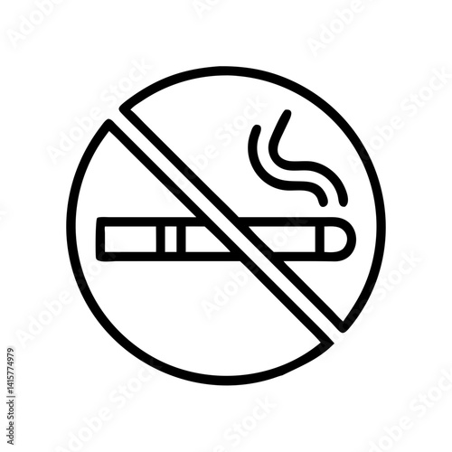No smoking icon with cigarette in black circle outline