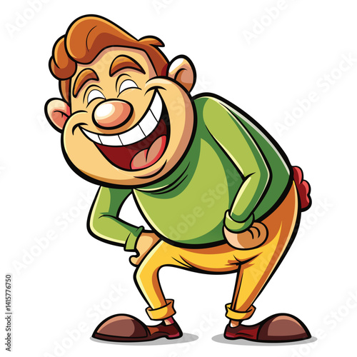 Cartoon character laughing heartily
