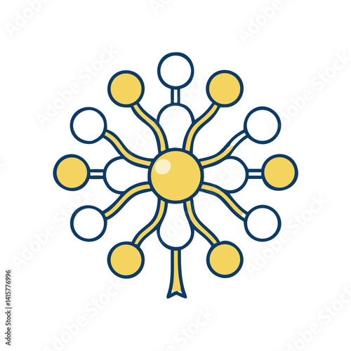 Network connection icon with yellow and white linked circles