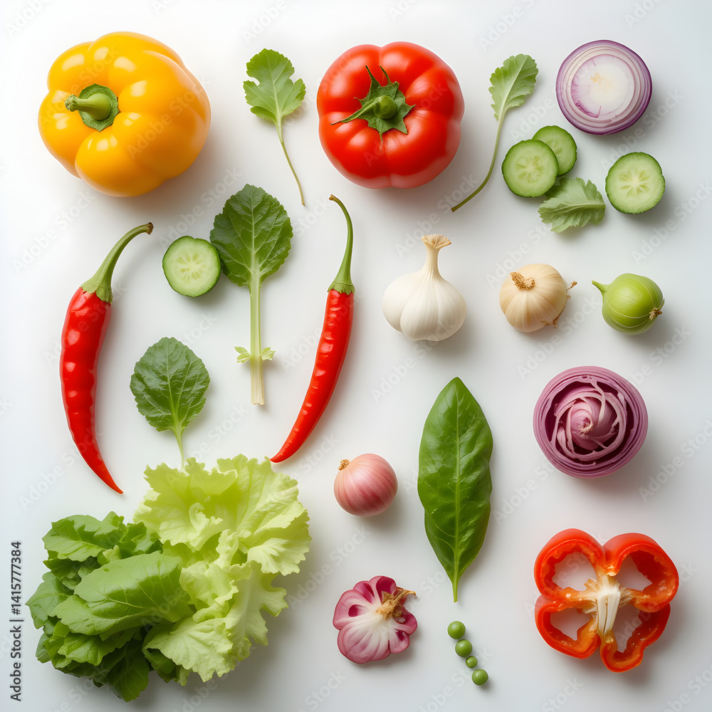 Creative layout made of summer vegetables. Food concept. 
