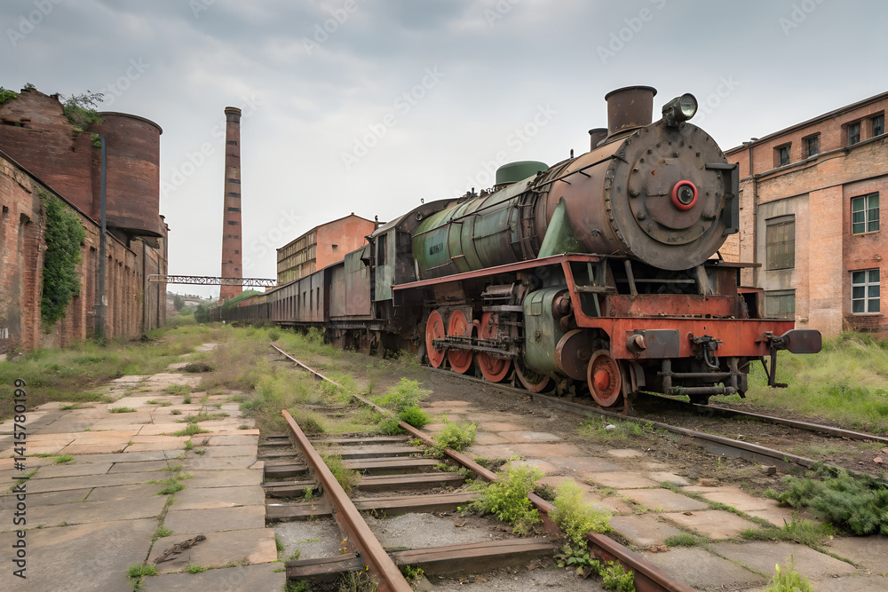 Obraz premium Abandoned Vintage Steam Locomotive