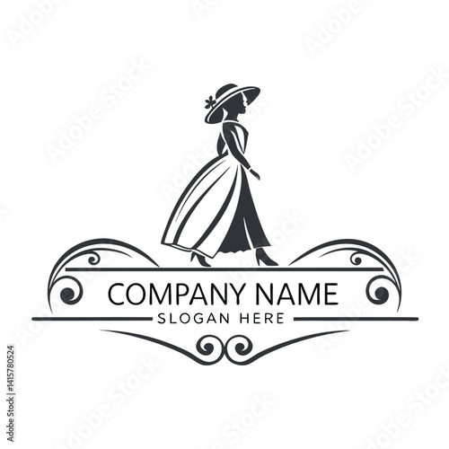 Elegant female fashion logo with a vintage style
