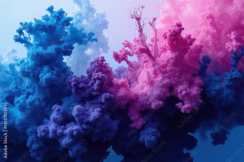Mesmerizing Ink in Water: Cyan & Deep Pink Dance in Dreamlike Abstract Photography Mesmerizing Ink in Water: Cyan & Deep Pink Dance in Dreamlike Abstract Photography