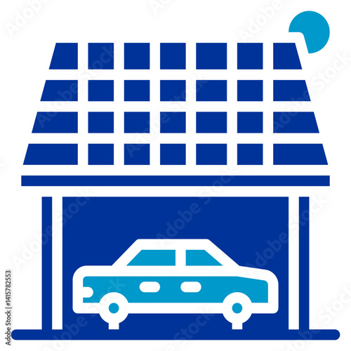 Green Energy Carport Vector Icon