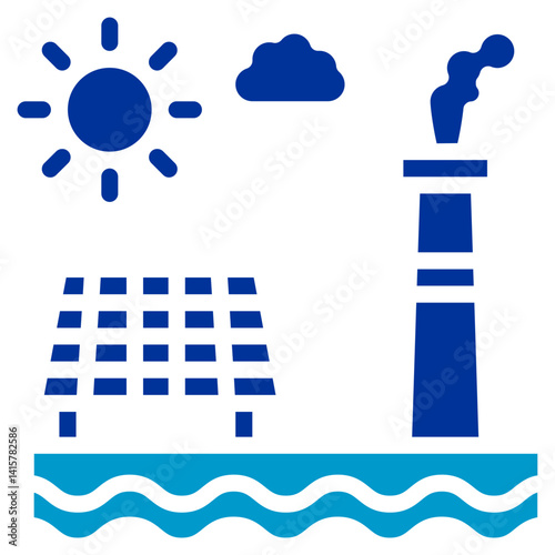Solar Desalination Vector Icon