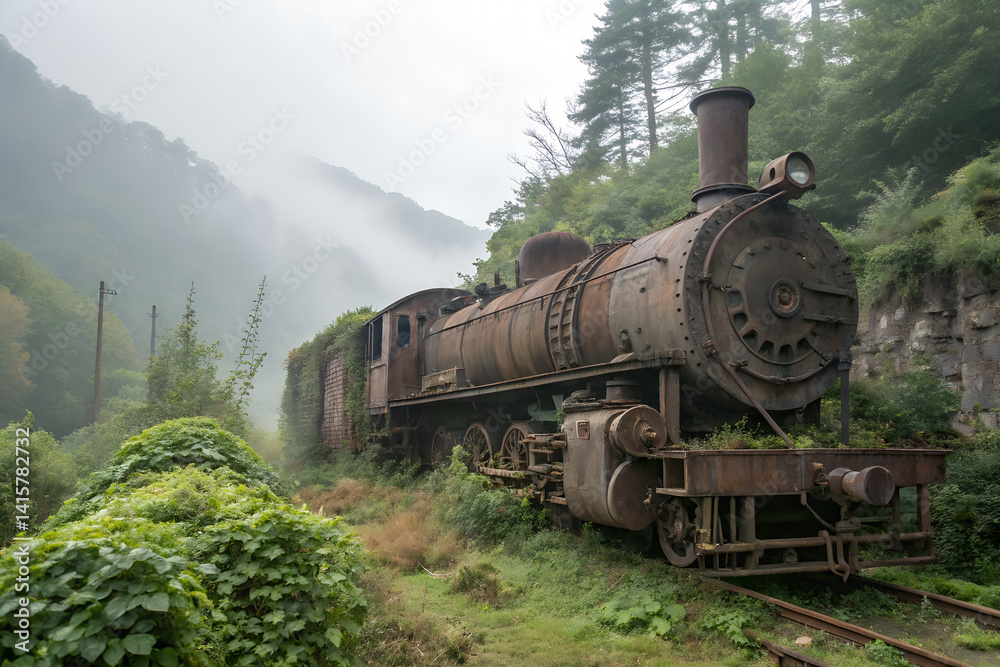 Fototapeta premium Vintage Steam Locomotive in Nature