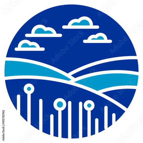 Grasslands Landscape Vector Icon