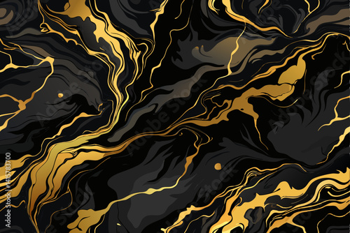 Golden black marble premium background. Vector illustration.
