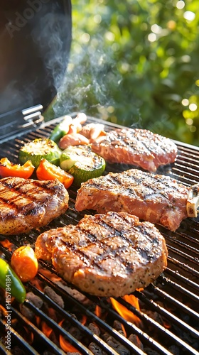 Backyard Grill Cooking Steak