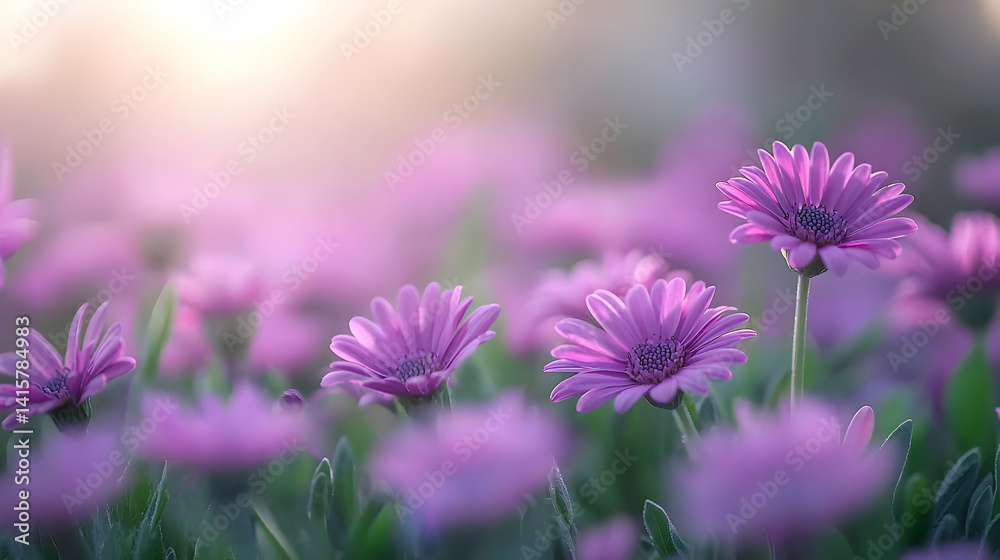 Obraz premium Beautiful Purple And Pink Flowers In Sunlight