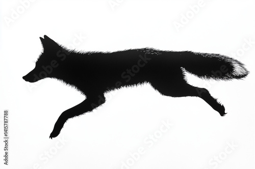 black fox on white background