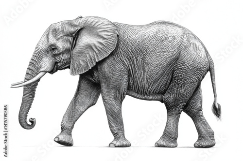 vector silhouttee elephant isolated on white background
