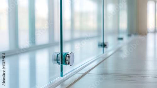 Minimalist glass partition secured by plastic glazing beads, highlighting clean architectural lines with professional lighting and contemporary interior styling