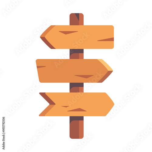 Cartoon wooden sign board art vector illustration. Cartoon game arrow, board and panel. rustic announcement signs.