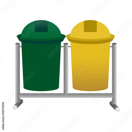Wheelie bin, organic, anorganic. Garbage bag and container. Waste bin or litterbin. Garbage can, trash can. Waste Recycling. Global day, recycling. Dustbin