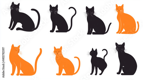 Set of silhouttee cats 