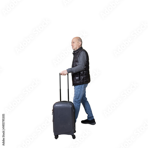 Obraz na płótnie a man with a travel trolley walking w salonie