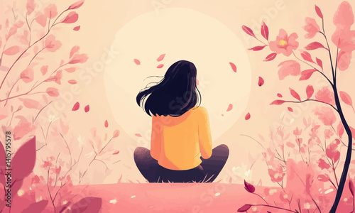 Creative spring recovery illustration