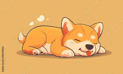 Cute happy dog sleeping lovely little animal, lovely animal set vector, animal logo, pet cartoon illustration, adorable puppy clipart, animal mascot design, cheerful pet vector, cute animal