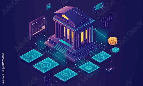 Decentralized financial services platform on blockchain, changing traditional banking.