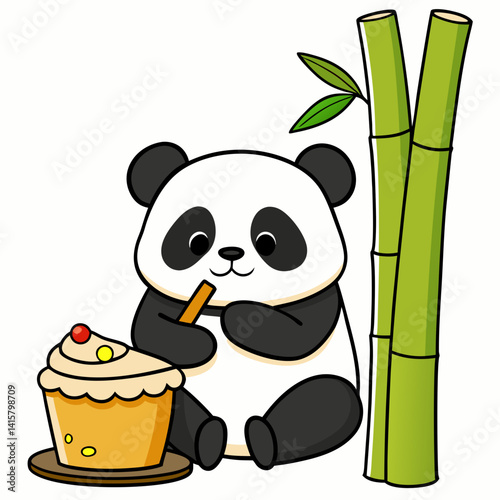 panda with bamboo