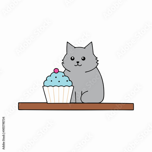 cat with a cup cake