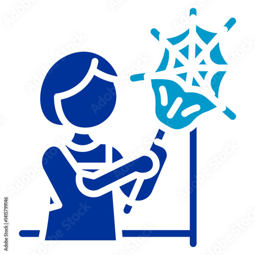 Dealing with Cobwebs Vector Icon