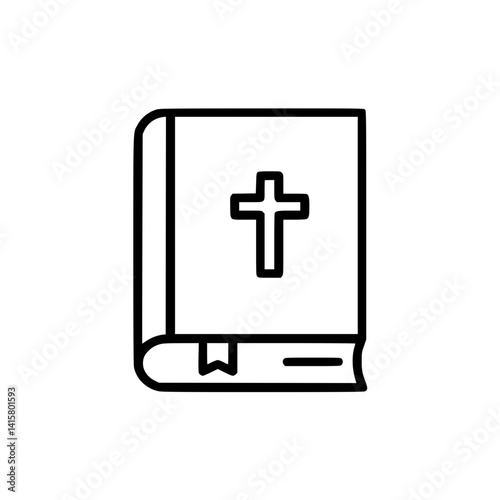 Christian Bible icon in minimalist outline style  