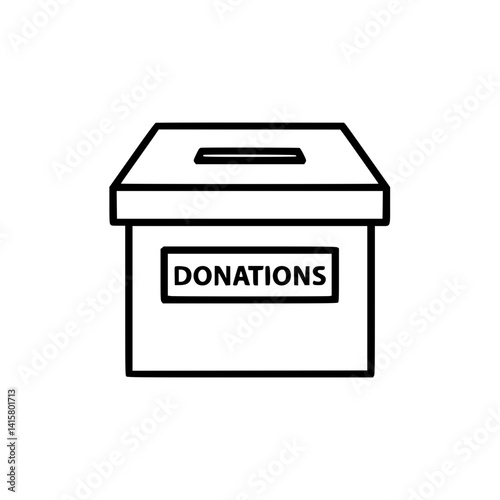 Donation Box Outline Icon for Charity and Fundraising  