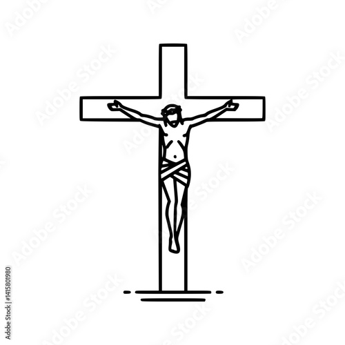 Christianity Icon of Crucifixion in Minimalist Style  