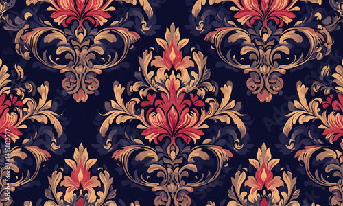 damask seamless pattern background. Classical luxury old fashioned damask ornament, royal victorian seamless texture for wallpapers, textile, wrapping. Exquisite floral baroque template