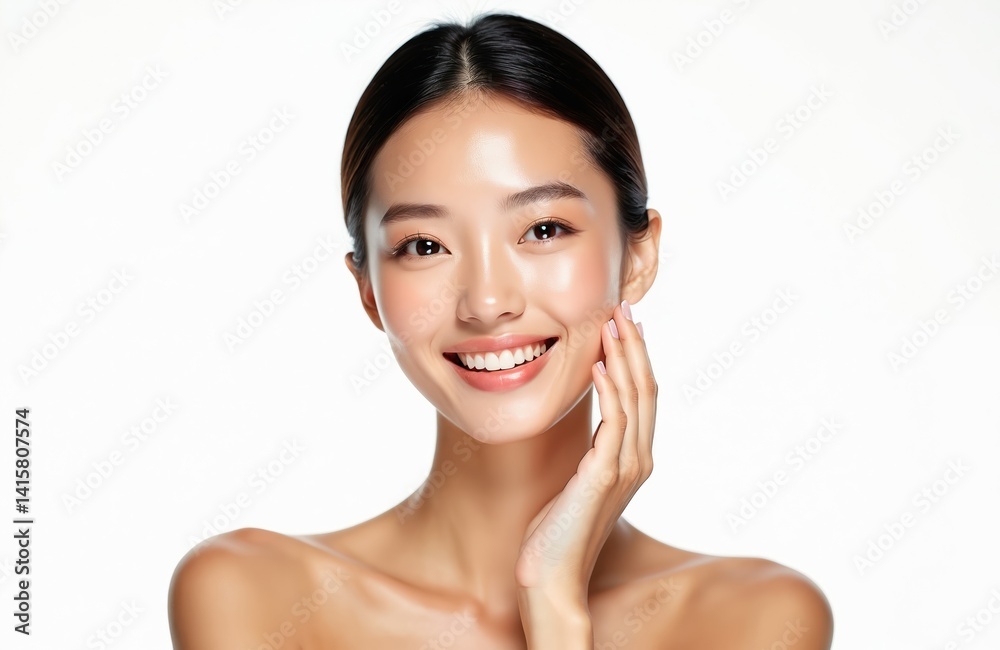 Beautiful young Asian woman with clean fresh skin, perfect smile. Beauty, skincare, facial treatment, cosmetology, wellness and healthy concept. Female with happy face, white background. Beautiful young Asian woman with clean fresh skin, perfect smile. Beauty, skincare, facial treatment, cosmetology, wellness and healthy concept. Female with happy face, white background.