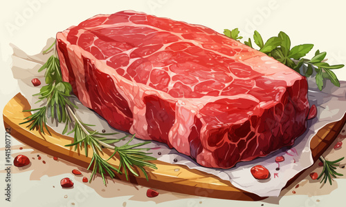 Fresh raw meat top view isolated vector style with transparent background illustration