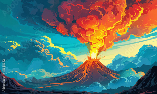 illustration volcanic eruption