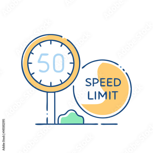 Speed limit sign icon for travel safety